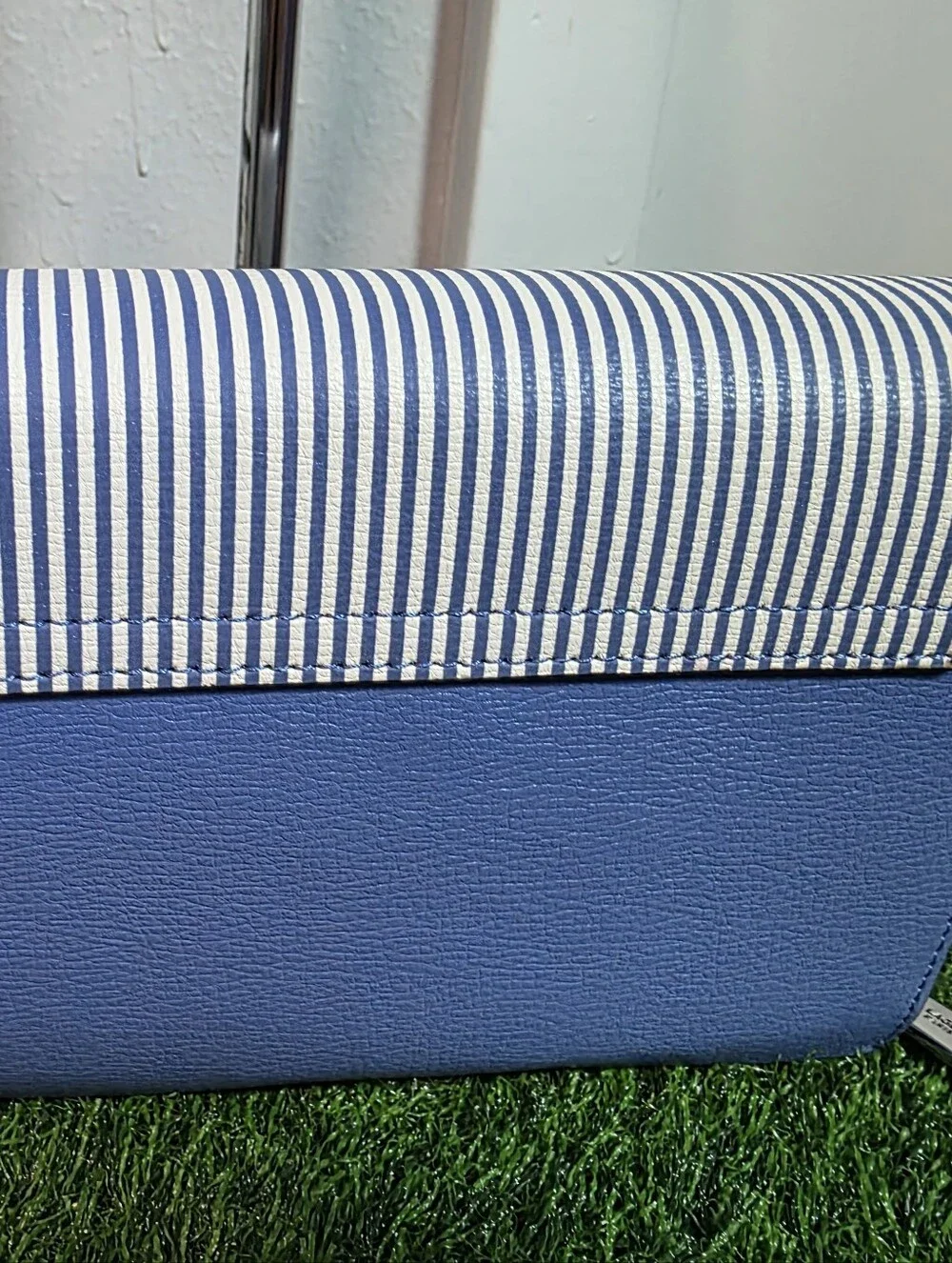 ​Karl Lagerfeld Paris Striped Crossbody Bag - Blue & White Accordion Wallet